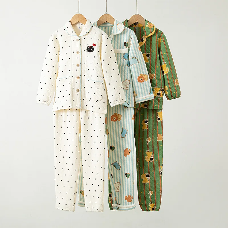 Children's Homewear Cotton Air Layer Embroidered Printed Long-Sleeve Long Pants Pyjamas Long Sleeve Boys' Girls' Family Set