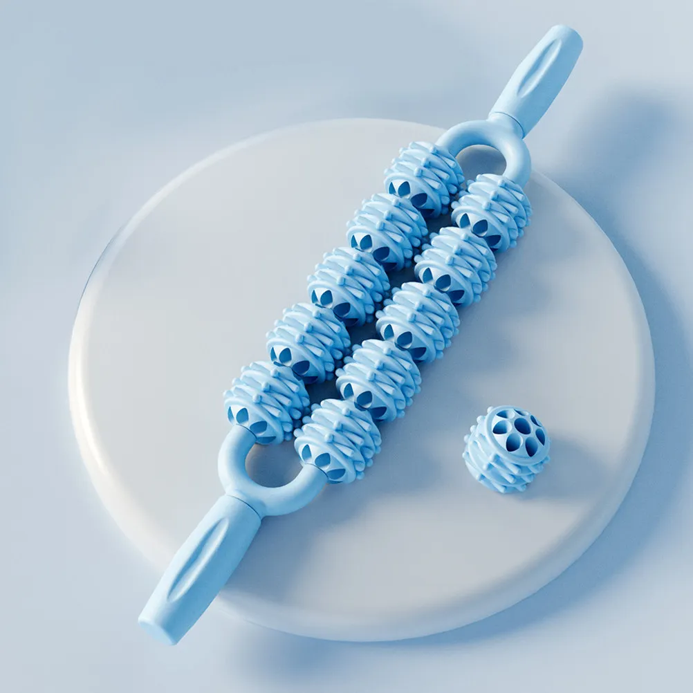 

Набор из 2 массажных роликов для глубокого массажа мышц: пластиковый и металлический ручные роллеры для восстановления мышц ног, спины, шеи и точечного массажа