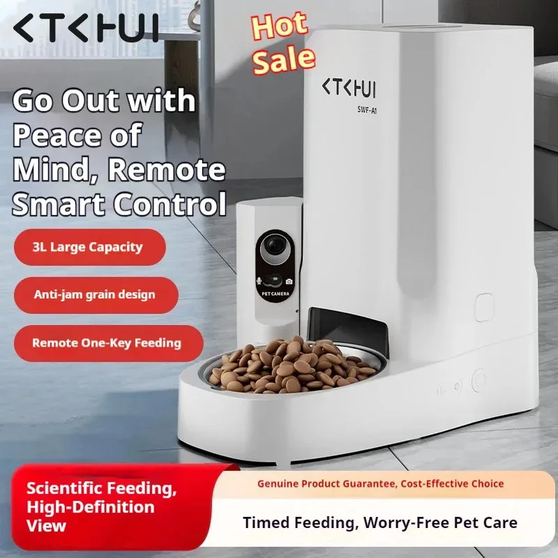 

Smart Pet Feeder with Camera - Auto Dispenser with Timer & Portion Control, Real-Time Monitoring for Cats and Dogs (CE/FCC)