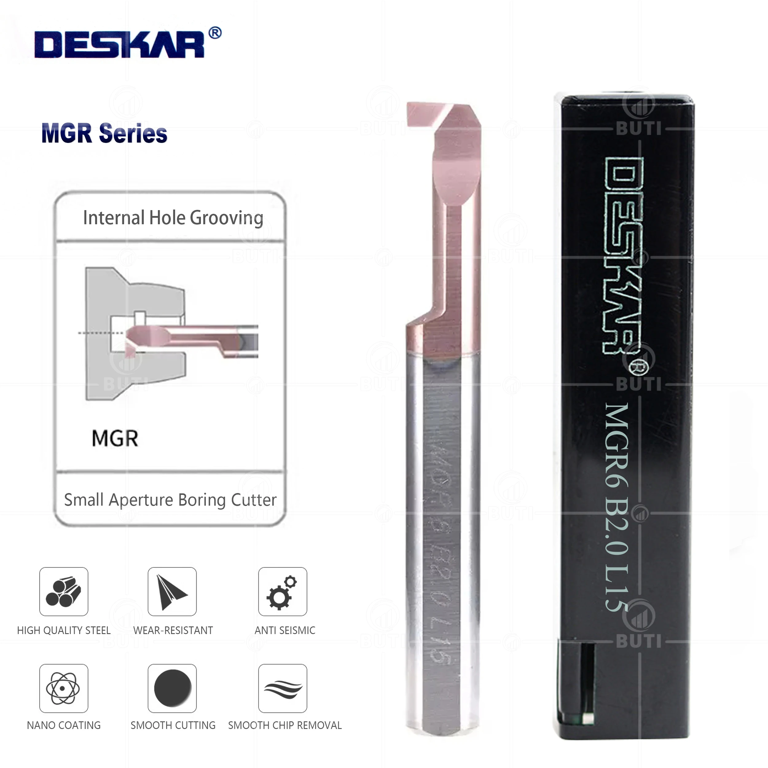 DESKAR 100% Original MGR Small Bore Boring Tool Aseismic Carbide Micro Diameter Internal Grooving Cutter CNC Lathe Turning Tools