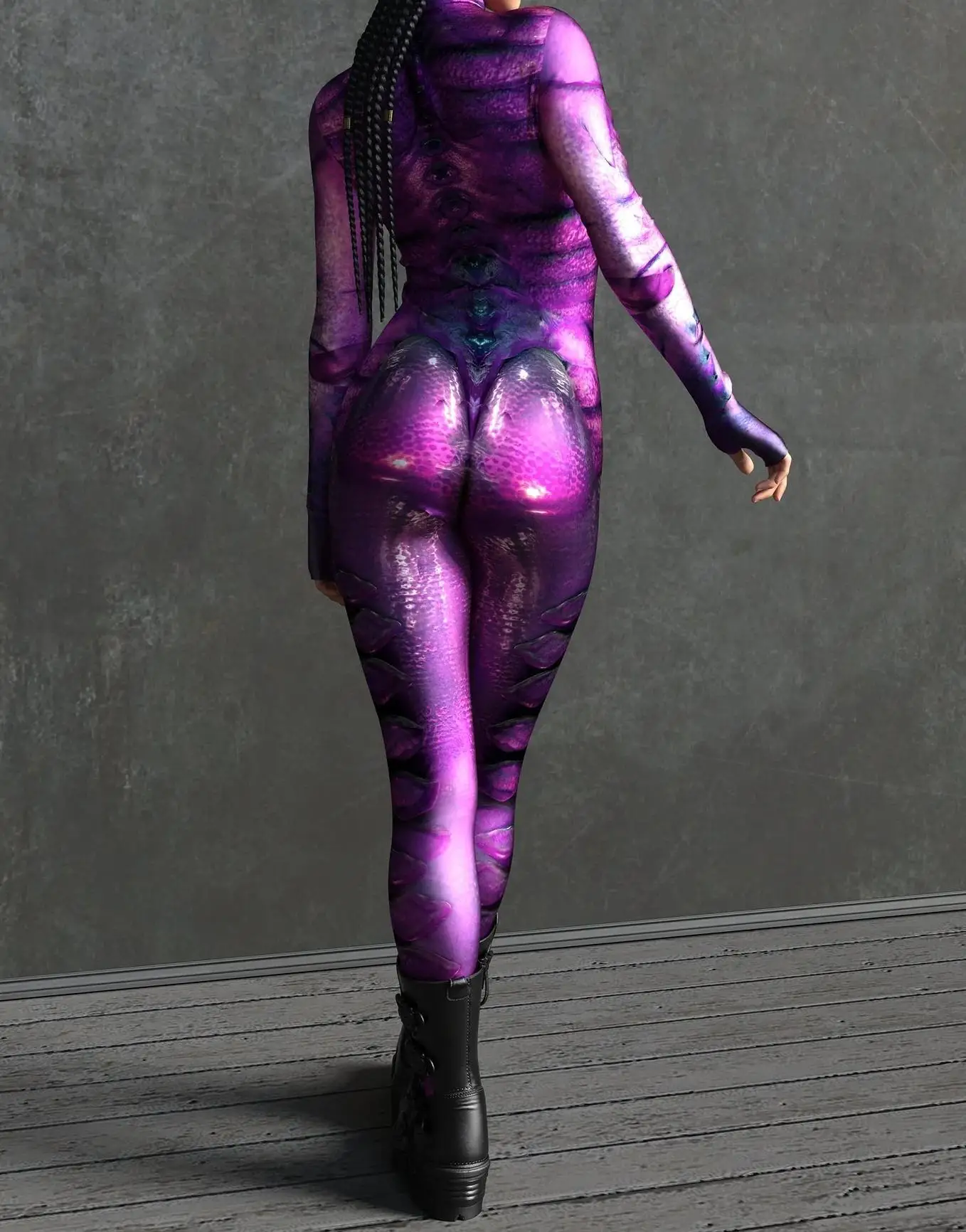Horror-Monster Damen Cosplay Punk-Rüstungs-Jumpsuit Kostüm Elastischer Festtags-Party-Auftritts-Bodysuit Overall Zentai – Detail 22