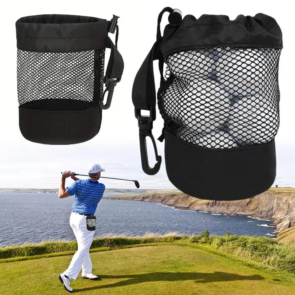 Golf Ball Bags Special Black Golf Storage Bag Can Hold Golf Ball Container Golf Drawstring Nylon Mesh Bag