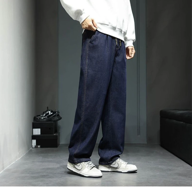 Vaqueros holgados de pierna recta y ancha para hombre, pantalones largos informales de nueva moda, elegantes y versátiles para otoño e invierno