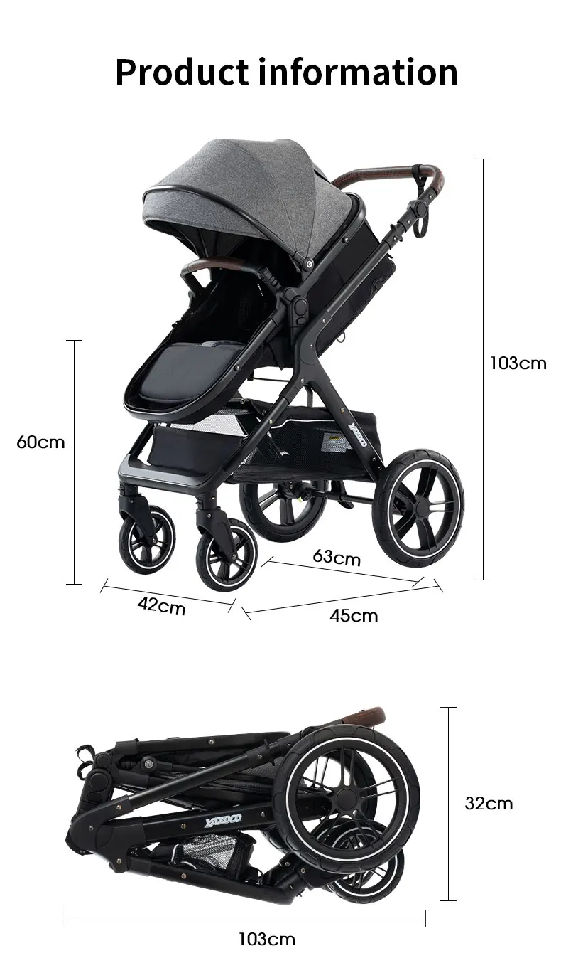 Baby Stroller 3 in 1 Portable Travel Luxurious Baby Carriage High Landscape  Fold Pram Aluminum Frame Multifunctional Stroller - AliExpress 1501