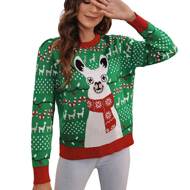 

Cisas Ugly Sweater круглый Ne вязаный свитер из альпаки с волокном Long Sve Commute Sle женский трикотаж