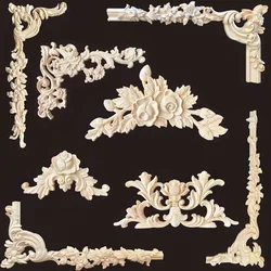 Carved Wood Appliques for Wall and Furniture DIY Craft Embellishment for Cabinets Doors and Decorative Trims Home Decor Figurine