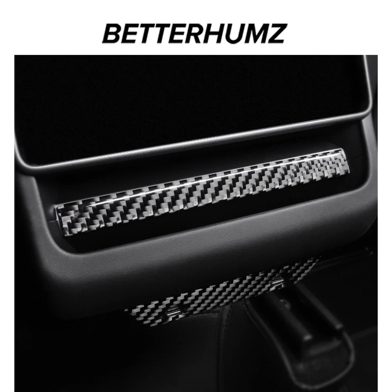 For Tesla Model Y Juniper 2025 Model 3 Highland 2024 Carbon Fiber Rear Air Vent Outlet Trim Stickers Car Interior Accessories