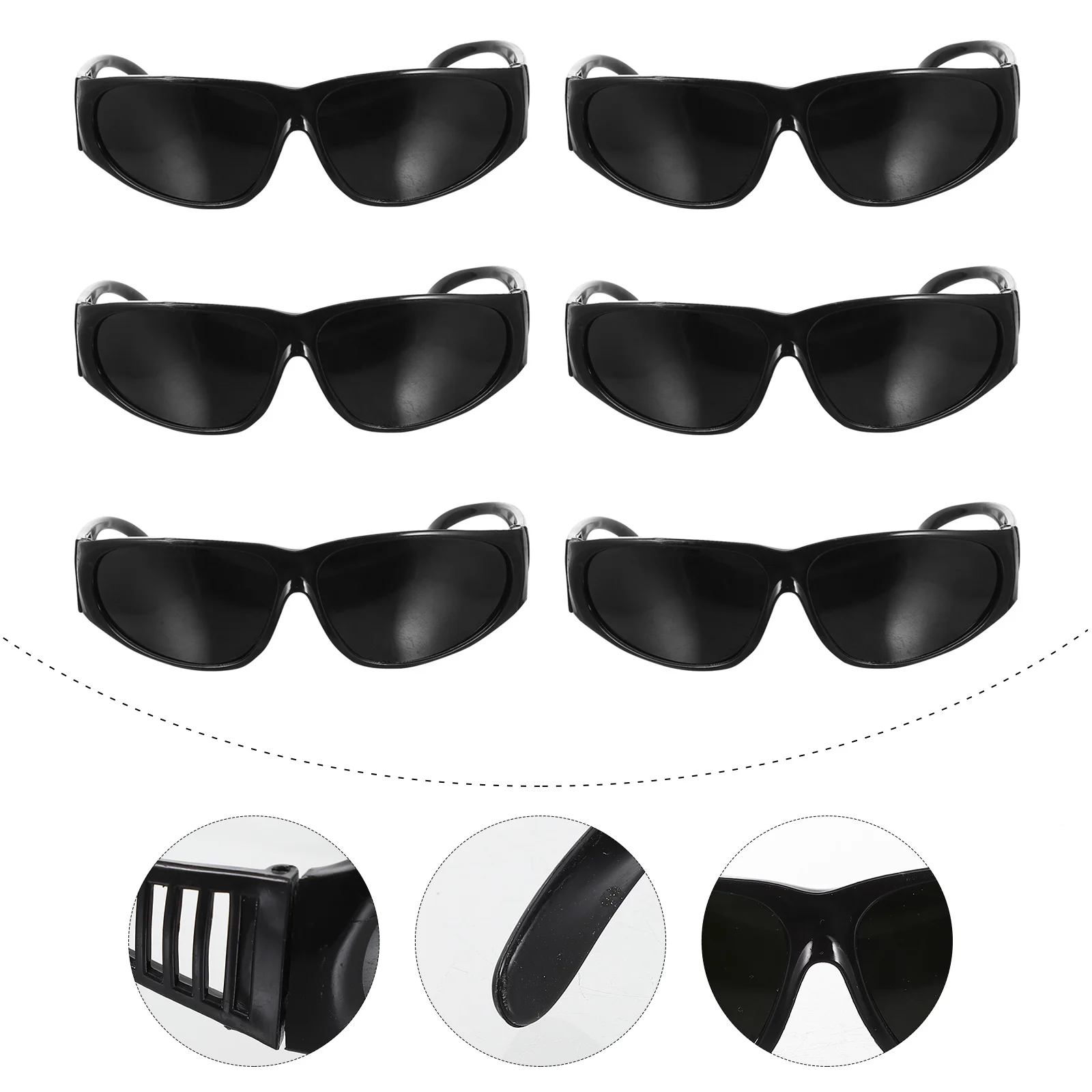 6 Pcs Protective Eyewear Welding Goggles Glasses Eyes Anti-scratch Black Sunglasses