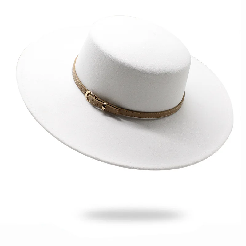 Women's hat fedoras Men's sun hats felt wide brim with chain panama black fashion chapel beach Wedding picture luxury elegant