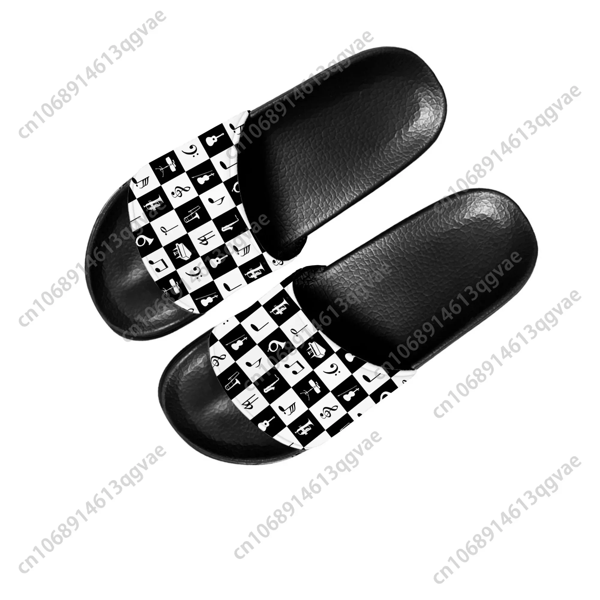 Musical Notes Cartoon Pattern Slippers Home Water Shoes Men Women Teenagers Children Beach Pool Sandals Custom Summer Slipper