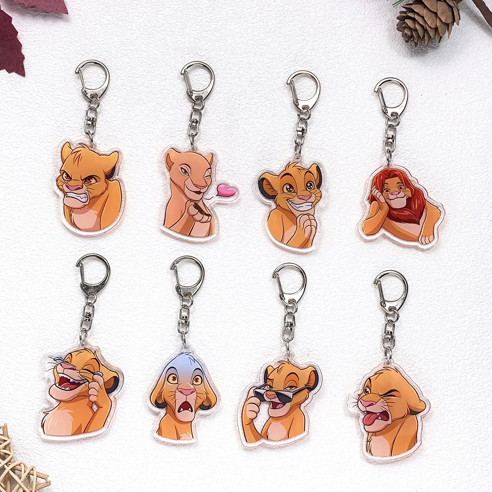 Llavero de acrílico con diseño de Simba y Scar de Disney, El Rey León, accesorios bonitos para llavero, mochila o bolso, 1/19 piezas