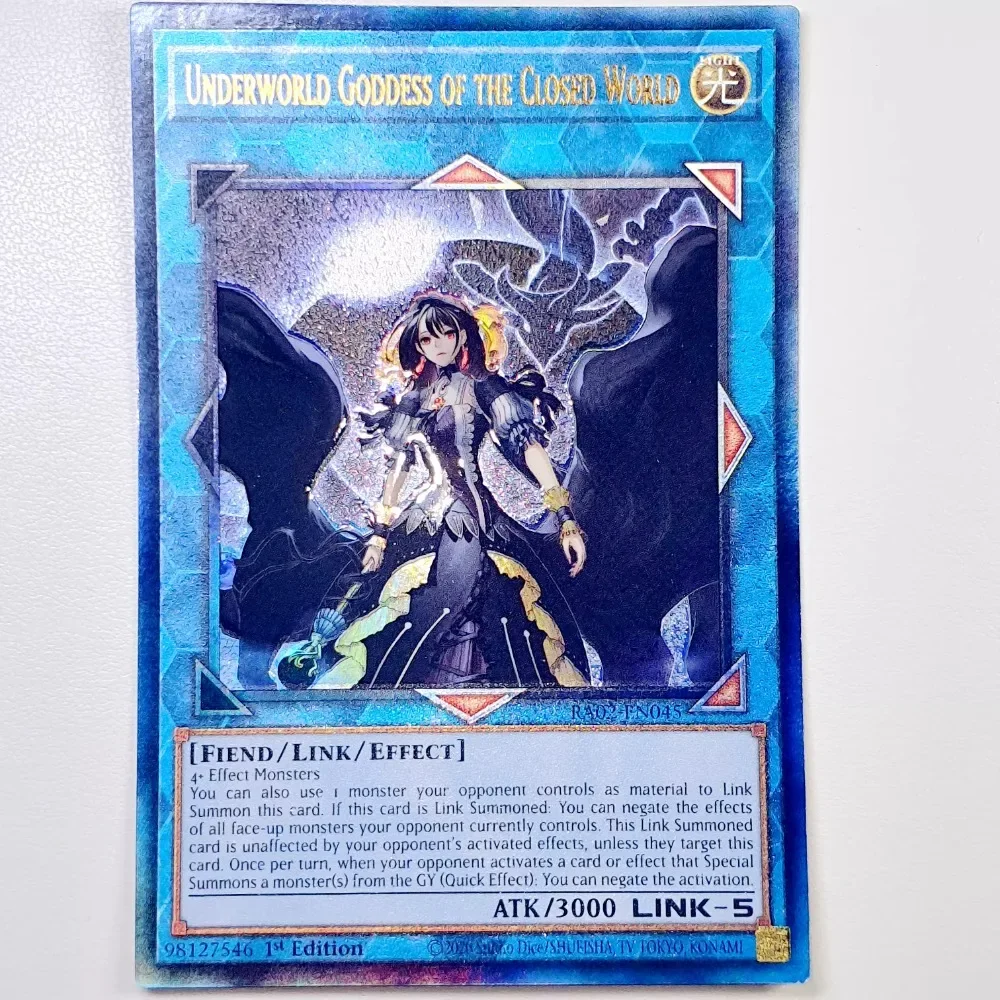 DIY Yu-Gi-Oh! English Version RA02-EN045 UTR Underworld Goddess of The Closed World Anime Peripheral Game Collection Card Gift