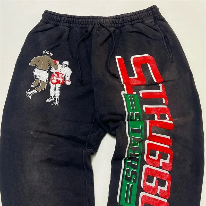 

25ss SAINT MICHAEL Washed Black Pants Men Women 1:1 Top Quality Pure Cotton Jogger Sweat Pants With Tag