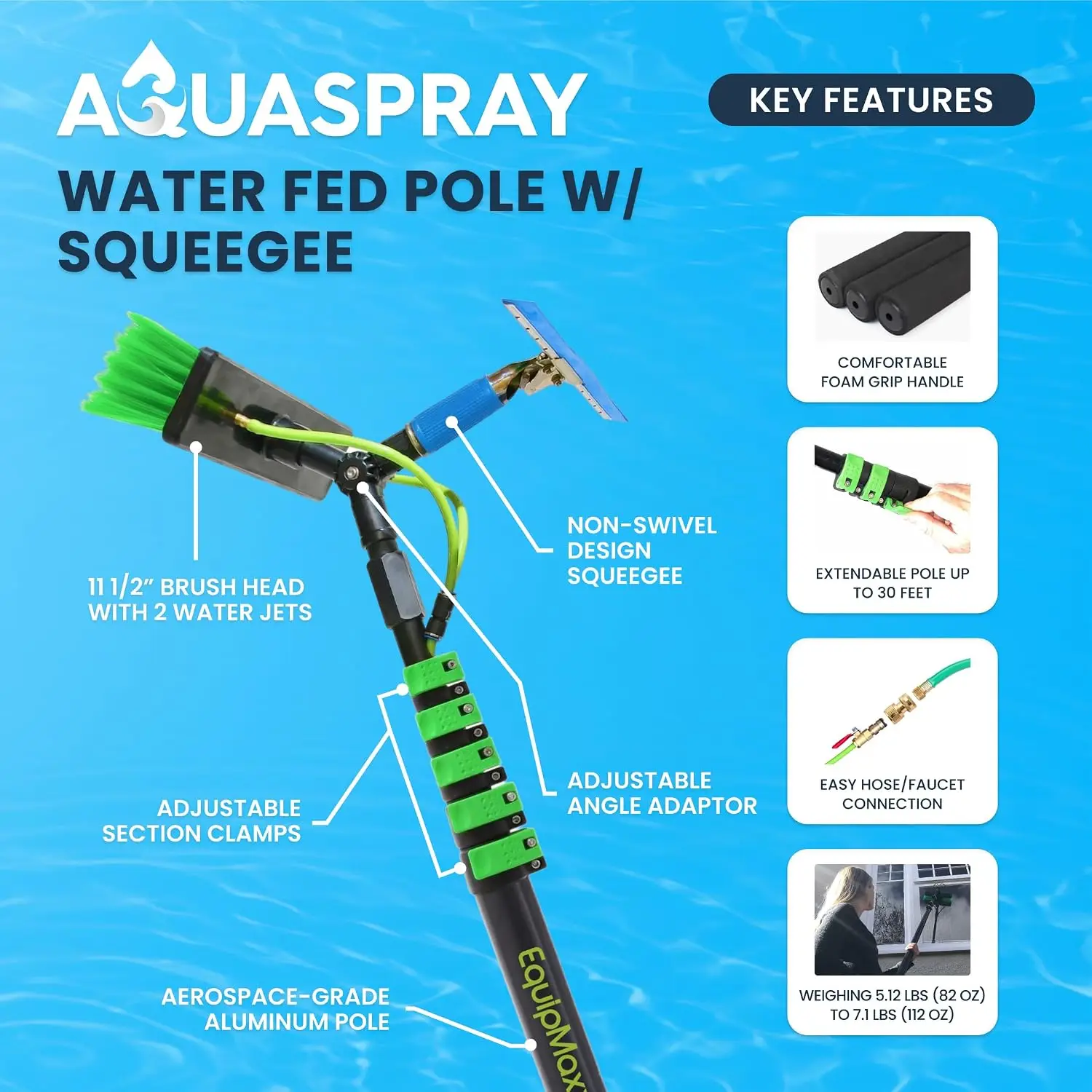 24 Feet Reach Solar Panel Cleaning Brush & Pole Kit Window Cleaner Solar Panel Cleaning System Washing Tool Professional Solutio