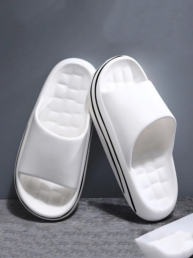 Men Thick Sole Summer Beach Slides Bathroom Anti Slip Slipper Soft Sandals Simplicity Ultra Light  Solid Shoes