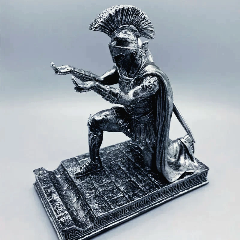 

With Helmet Bronze Statue Pen Holder Armor Roman Knight Kneeling Pen Holder Mobile Phone Holder Executive Knight Pen