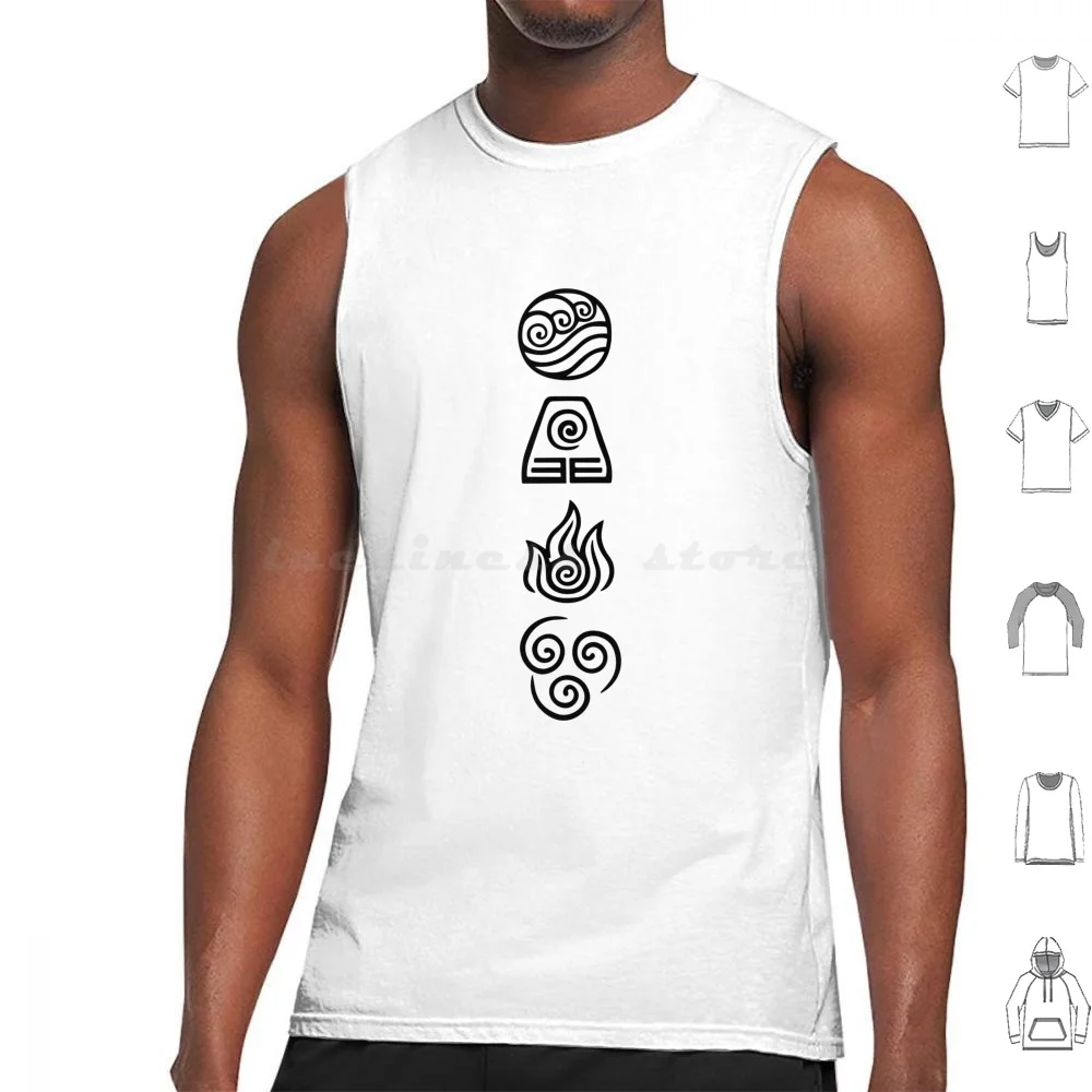 Tank Tops Vest Sleeveless Aang Aang Water Air Fire Earth The Last Airbender Katara Sokka Zuko Airbender The Last