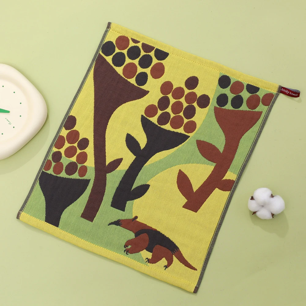 Hand Towel Abstract Art Animal Handkerchief 34x40cm 4 Layer Cotton Household Quick Drying Kitchen Bathroom Towel