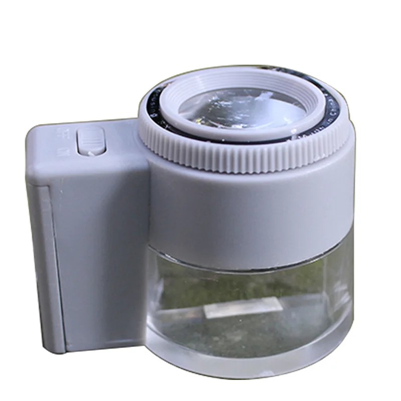 Iluminado Lupa tipo de Cilindro de Vidro Espelho com Escala Espelho de Leitura Lupa Foco Ajustável com Luz Led 8x