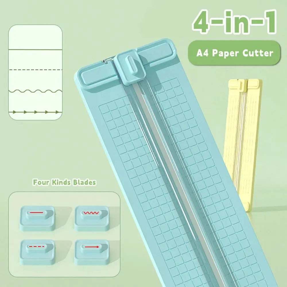 4-in-1 Paper Cutter A4 Paper Cutting Bidirectional Paper Cutting Machine Portable with Pull-out Ruler Paper Cutting Tool