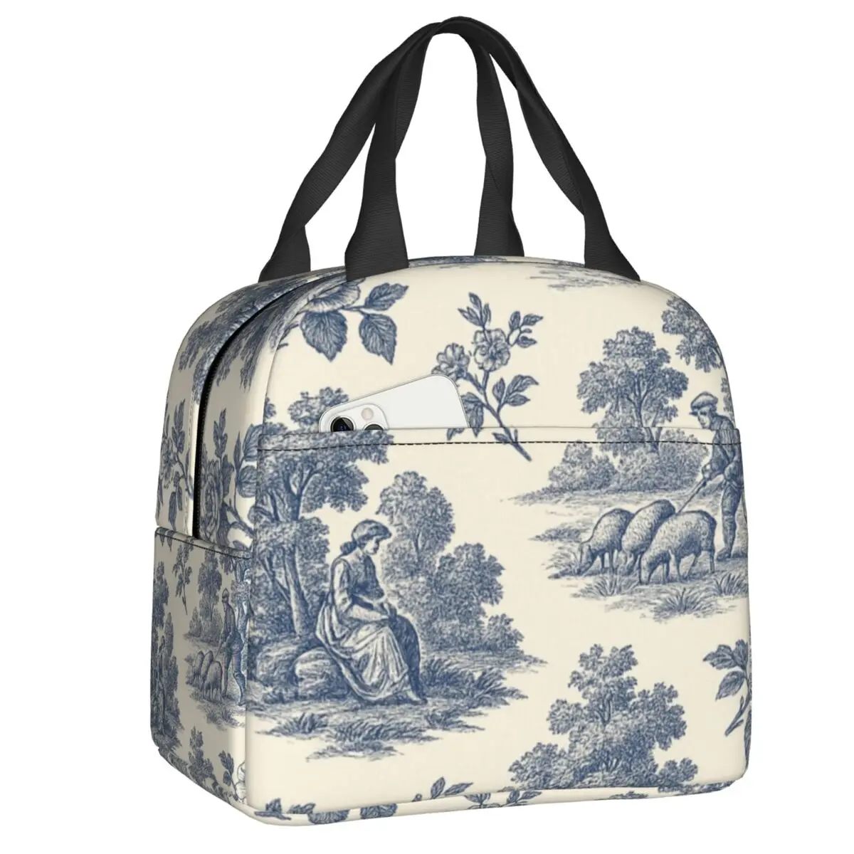 

Custom Toile De Jouy Lunch Bag Women Warm Cooler Insulated Lunch Boxes for Children School