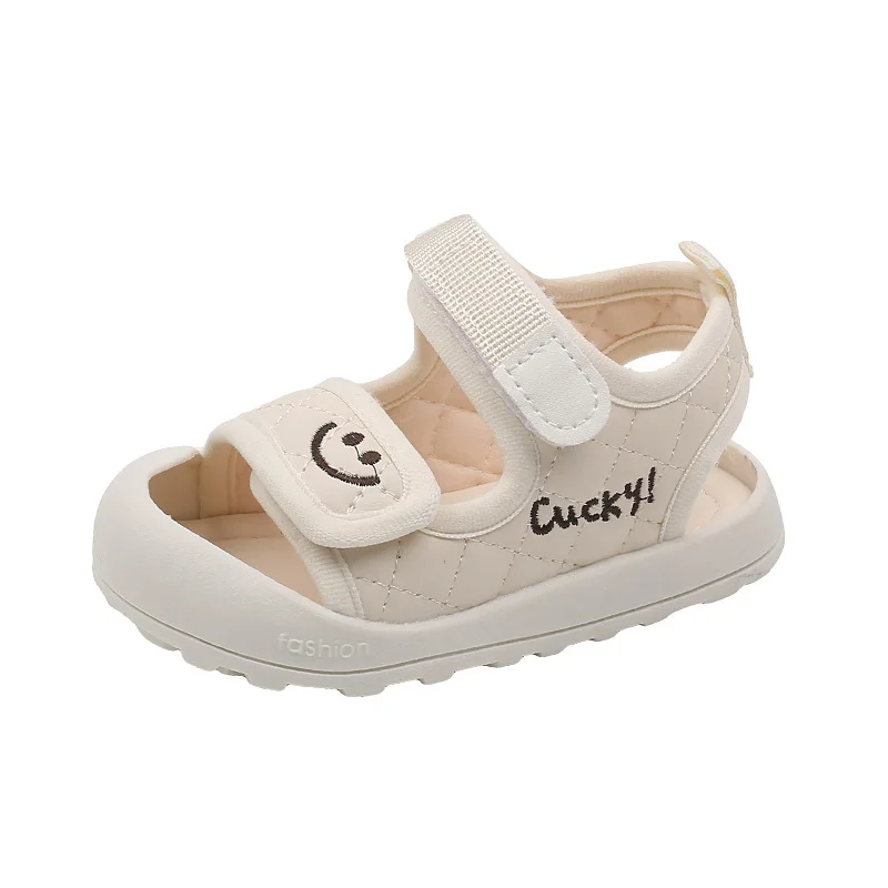 A dropshipping baby shoe 2023 summer baby walking smiling face sandals 0-1-3 years old soft soled men's and women's treasure sho image 2
