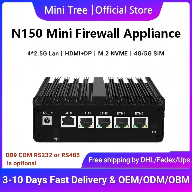 Intel N150 Fanless Mini PC 4xI226 2.5G Firewall Network Server Office Home Enterprise Pfsense Ubuntu Linux Mini Gateway Router