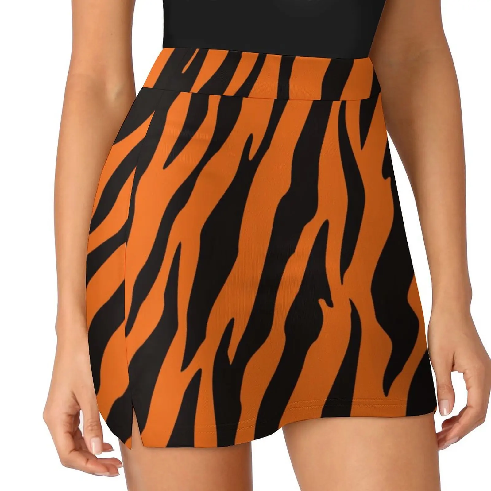 

Orange and Black Tiger Stripes Print Mini Skirt Sexy mini skirt girls skirt