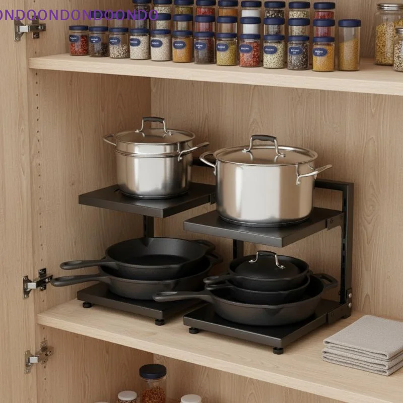 

Space Optimizing Carbon Steel Kitchen Rack for Plates and Pots Adjustable