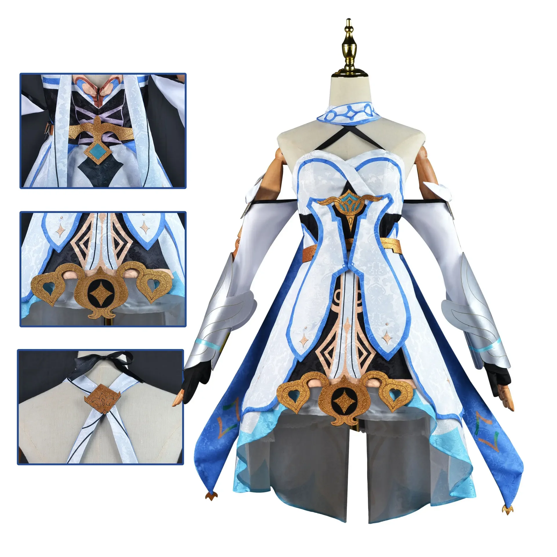 Jeu Genshin Impact Cosplay pour femme, Lumine Pakaian Kostum, robe de soirée d'Halloween et de carnaval, uniforme d'anime, ensemble de robe pour fille