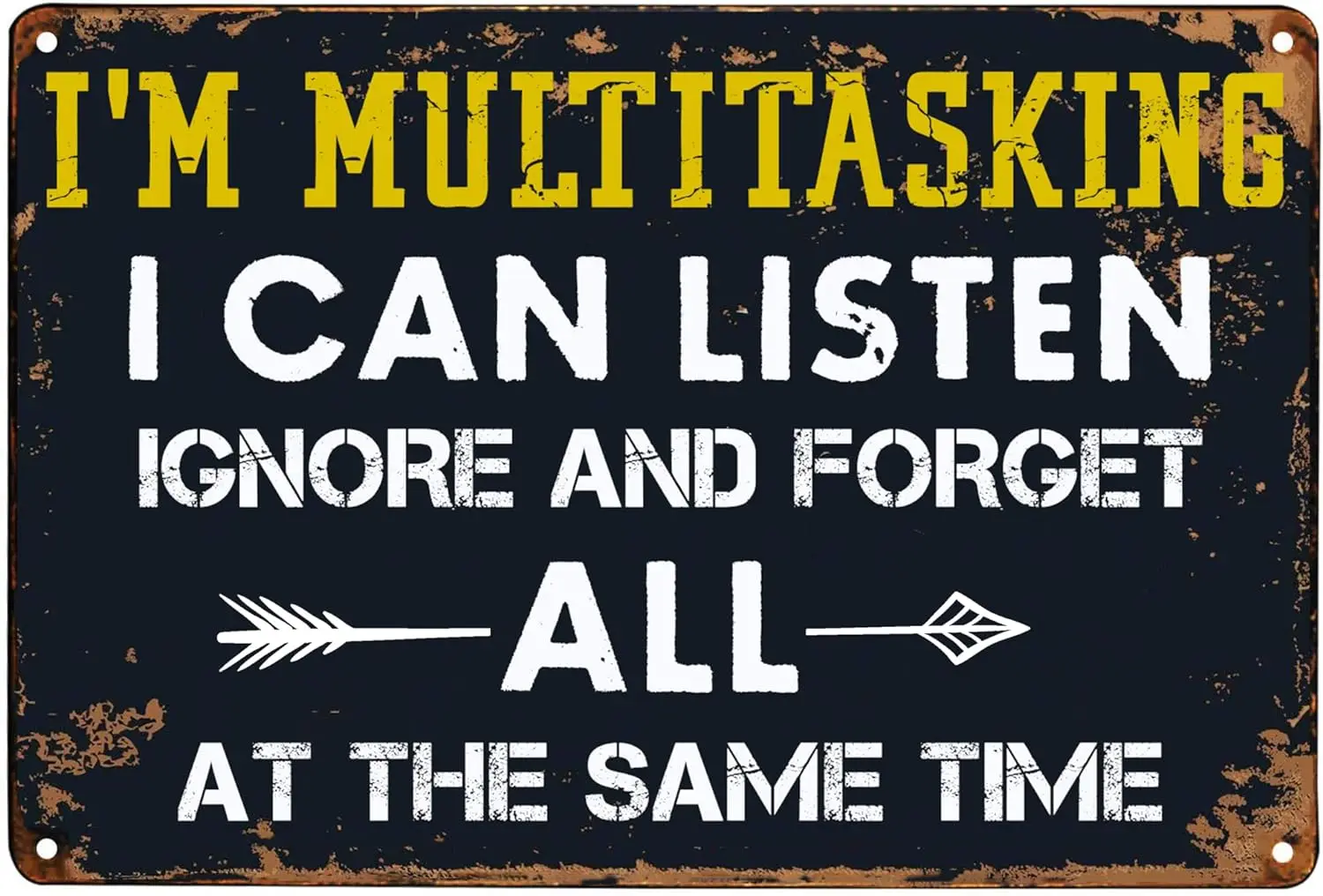 Decor 12'' x 8'' I'm Multitasking I Can Listen Funny Vintage Tin Signs For Home Wall, Backyard, Cafes, Bar, Man Cave,