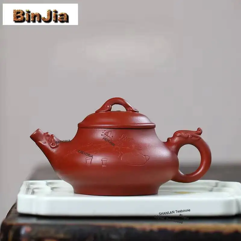 185ml High-end Yixing Purple Clay Teapots Master Handmade Ssangyong Ruyi Pot Raw Ore Dahongpao Mud Kettle Zisha Teaset Tableware