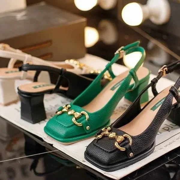 2026 New Retro Square Head High Heel Sandals Women's French Mary Jane Chunky Shoes Big Size 34-42 view 2