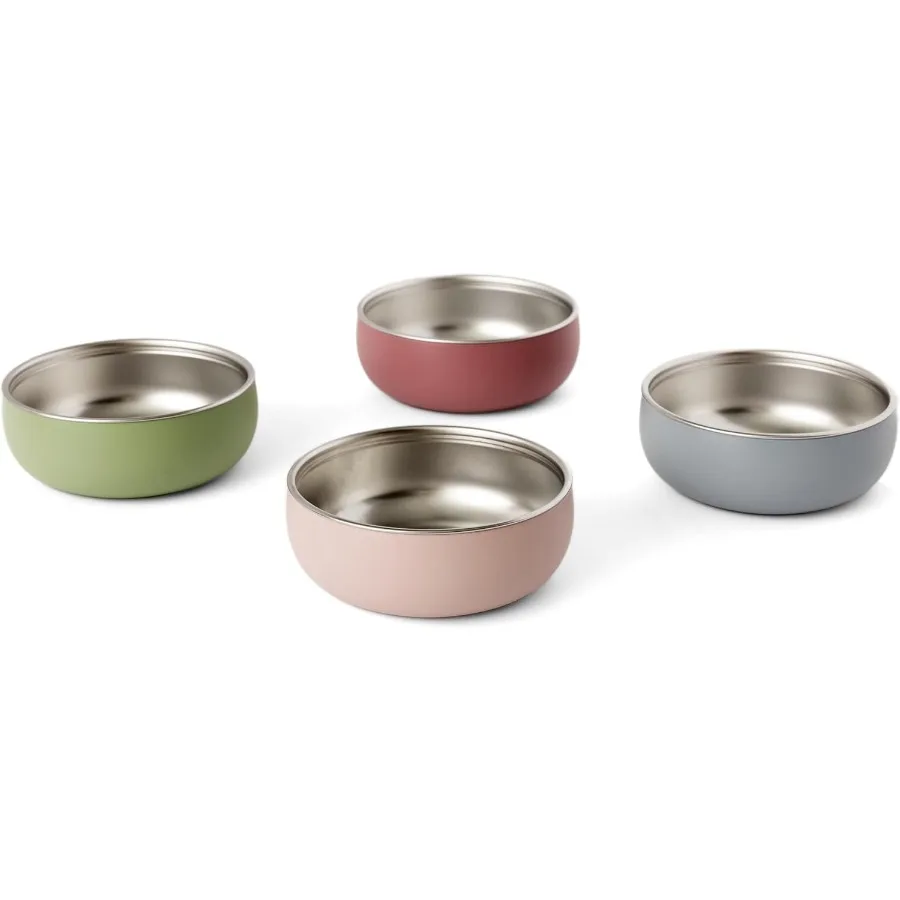 

NonToxic Stainless Steel Child Bowl 5 with NonSlip Silicone Shell Multicolor Set of 4 Bowls Unbreakable Mess Free Feeding for B