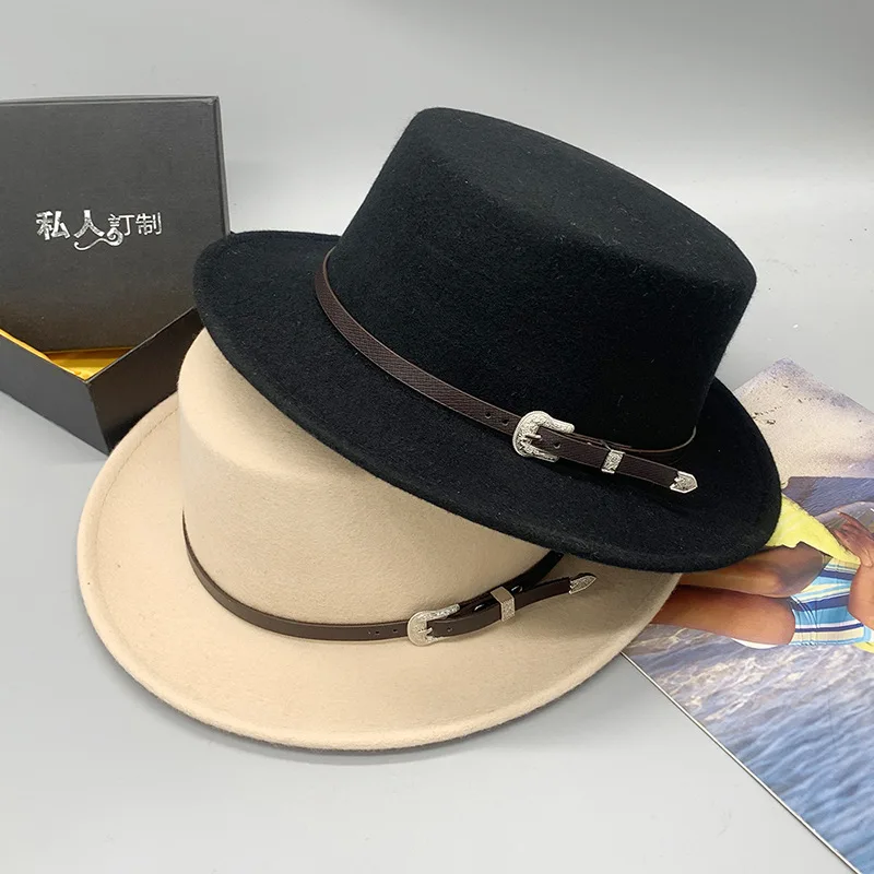 

Autumn And Winter Wool Flat-top Cap Tiktok Live Streaming On Kwai With Goods Good E-commerce Traveling And Shopping Matching Hat