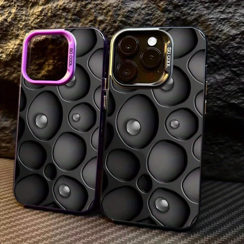 

Black honeycomb pattern design phone case for iPhone 16 15 14 13 12 11 Pro/ Max/Plus shock-proof rear cover anti-fingerprint