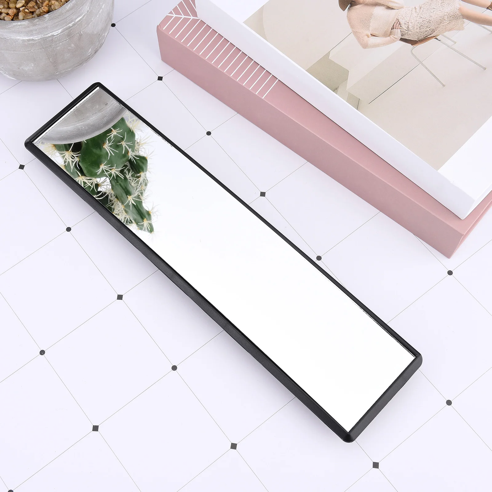 Car Rearview Mirror Wide Angle Clip On Titanium Plated Curved Anti Glare Anti Scattering For Car Truck SUV 290x70mm