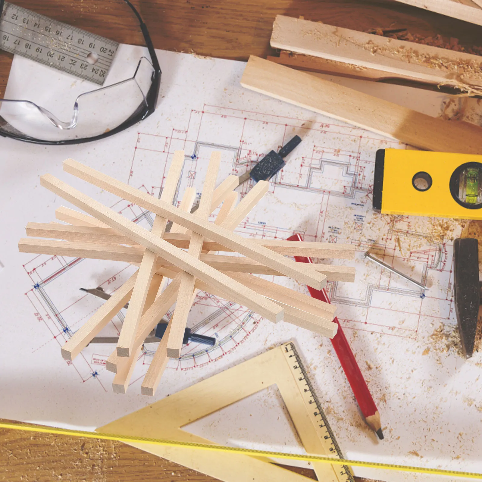 

30Pcs Wood Square Dowel Rods Unfinished Craft Wooden Sticks DIY Cake Decoration Rods Photography Props Accessories