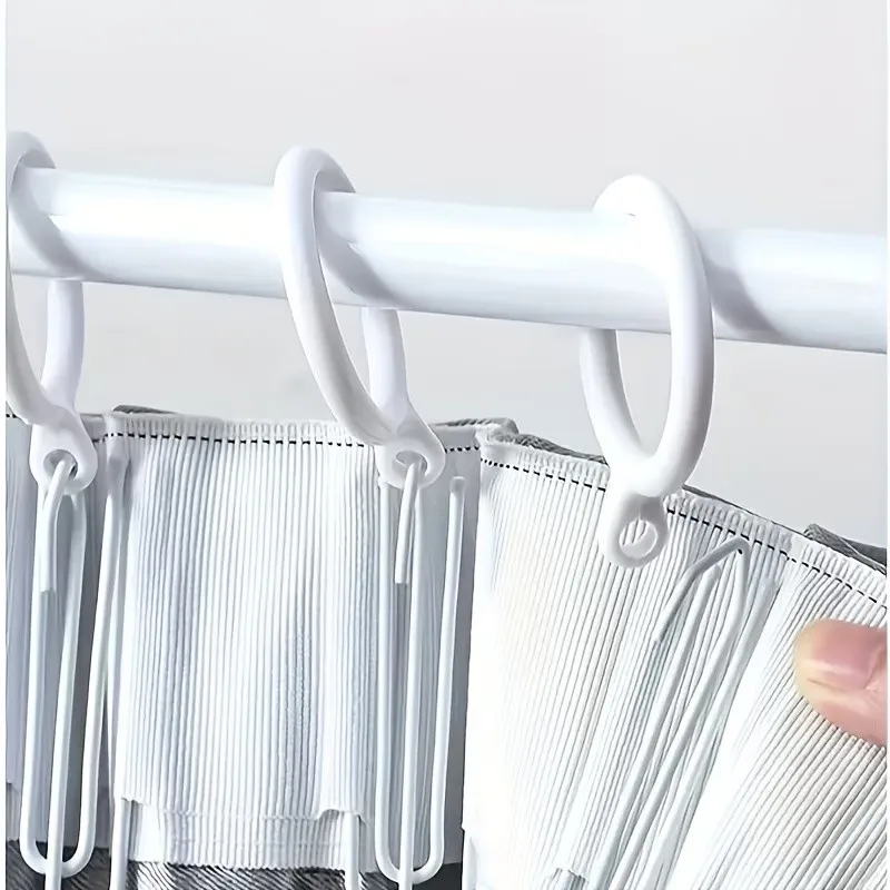 28 pcs 35mm Snap-On Shower Rings, Easy Curtain Changing, Durable White Material, Smooth Sliding Plastic