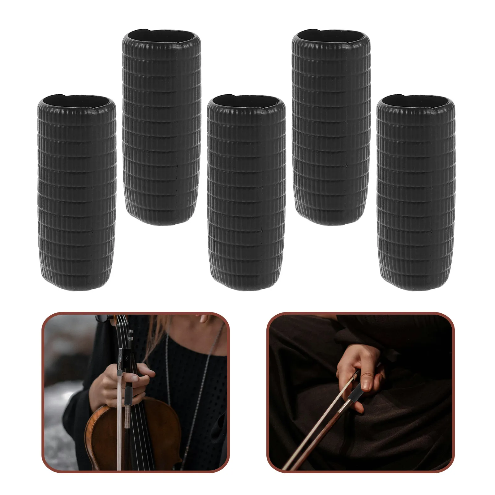 5Pcs Reusable Violin Bow Grip Rubber Sleeve for Viola Cello Student Professional Secure Grip Posture Corrector Bow Accessories