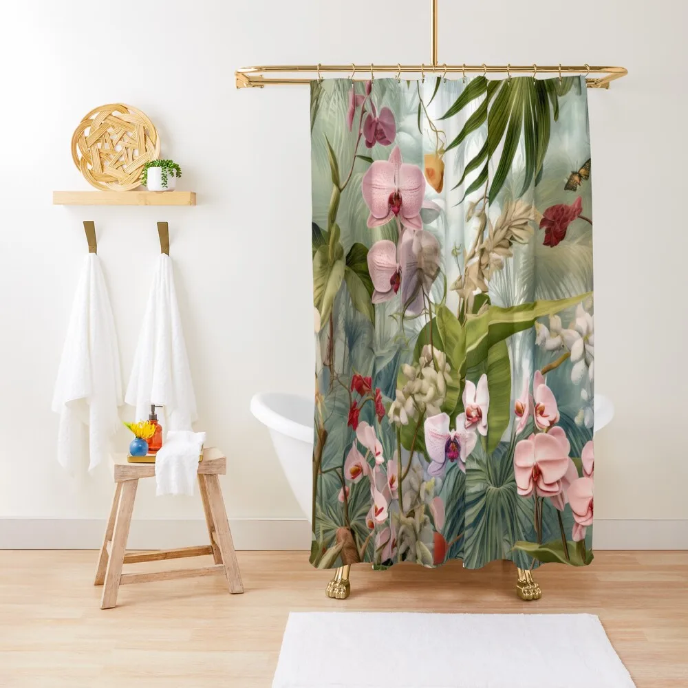 

Orchids in the tropical rainforest Shower Curtain Elegant Bathroom Cover Modern Accessory Bathrooms Curtain