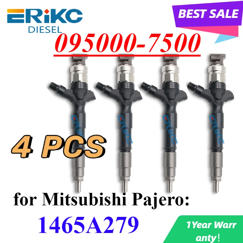 4 PCS 095000-7500 Fuel Injector Assy 1465A279 Engine Spray Nozzle for Denso Mitsubishi Pajero 095000-7501