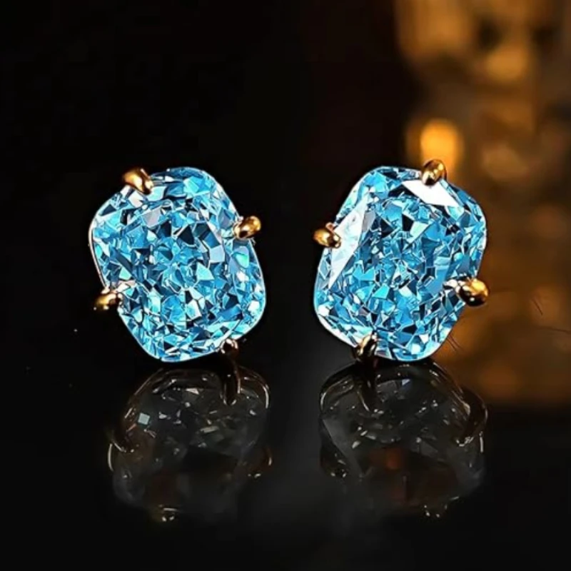 Huitan Women Stud Earrings Gold Color Inlaid Big White CZ Simple Style Party Daily Accessories Fashion Versatile Wedding Jewelry image 4