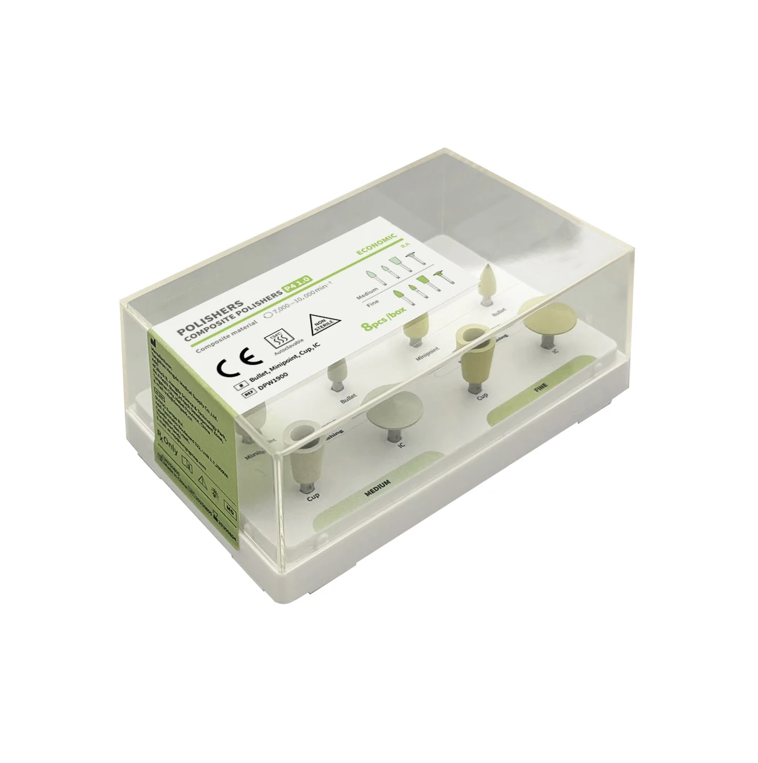 8PCS Dental Polishing Kit Cost-Effective Medium/Fine Rubber Silicon Carbide Points Autoclavable at 134°C for RA Low Handpiece