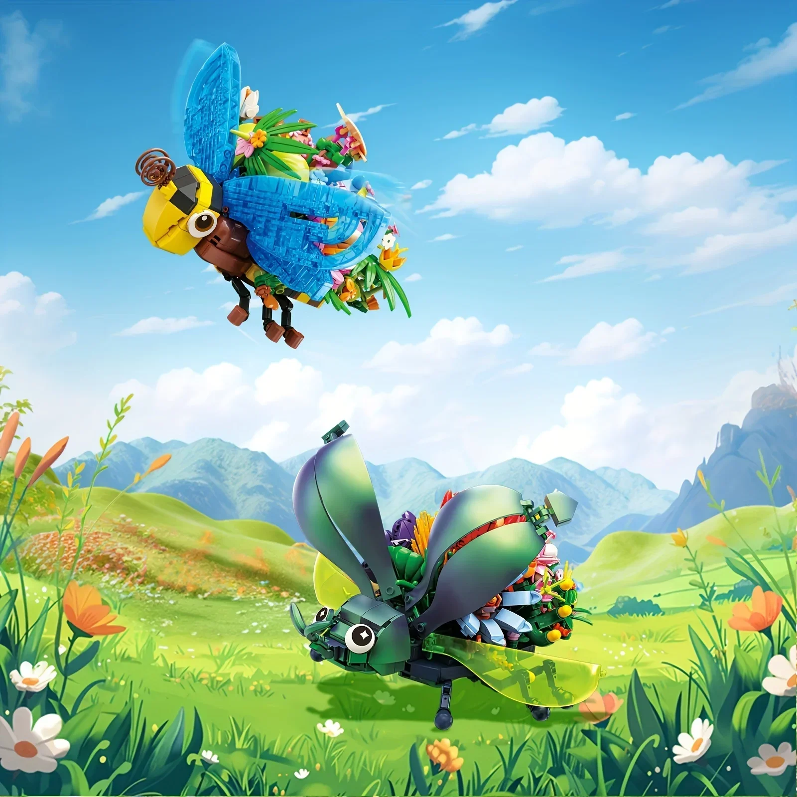 الحشرات زهرة اللبنات الإبداع الخنفساء خنفساء النحل نموذج الطوب سطح المكتب الديكور لتقوم بها بنفسك لعب للأطفال هدايا عيد