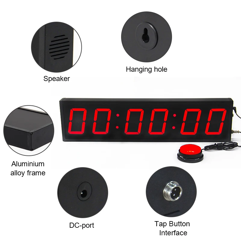 Professional Carnival Party Game Chronograph Electronic LED Display Timer Clock Interactive Push Start Stop Button Control for