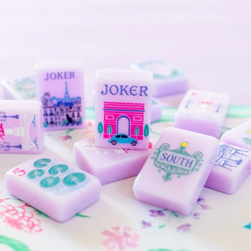 Paris Style Purple Crystal Acrylic American Mahjong 160 Tiles Hand Shuffle Household Gift Set
