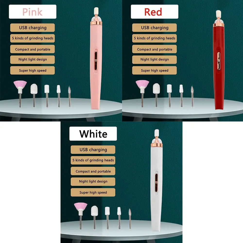 Perceuse à ongles électrique, ponceuse, meuleuse, machine à polir, mini, portable, manucure, stylo d'art, outils pour l'élimination du gel