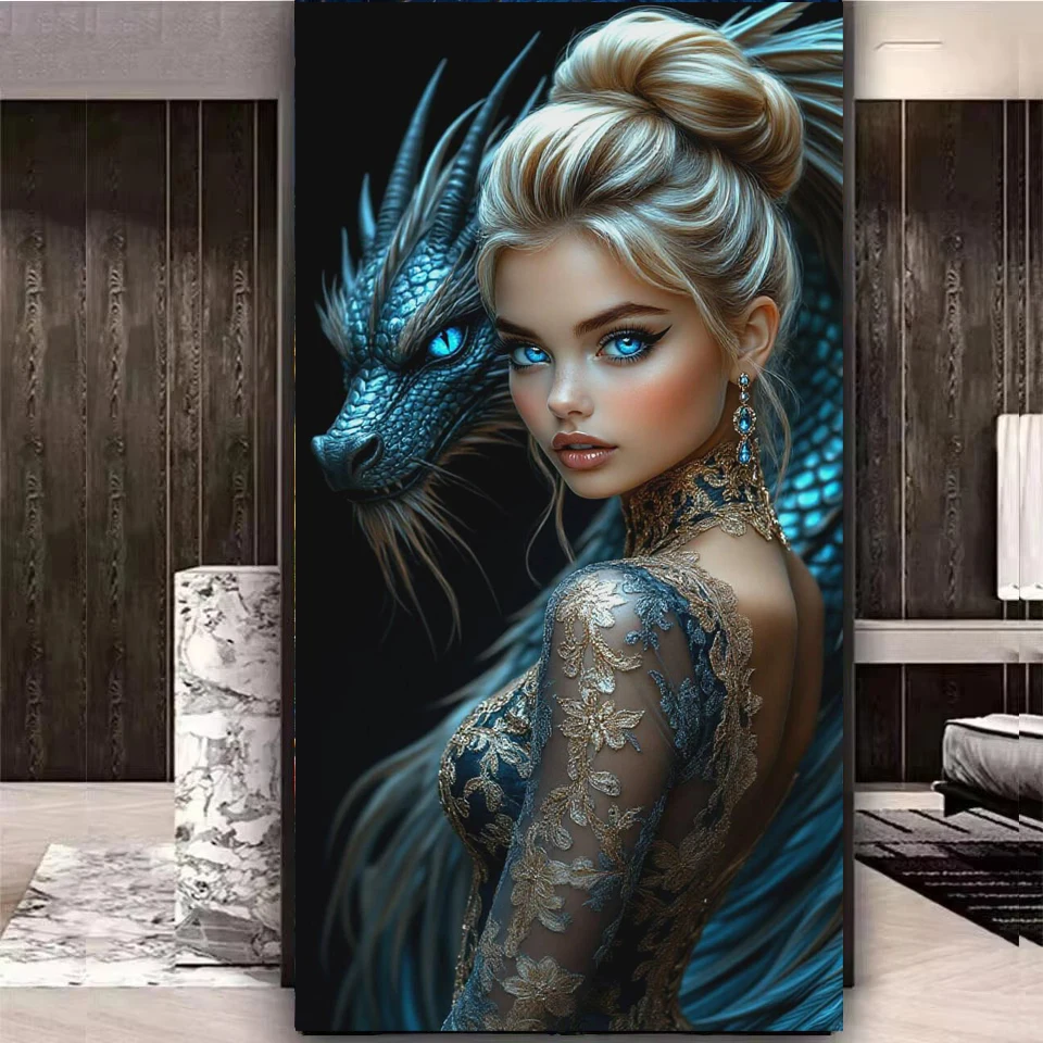 

Dragon And Woman DIY 5D Diamond Painting New 2026 Full Square Round Diamond Mosaic Diamond Art Embroidery Big Size For Decor