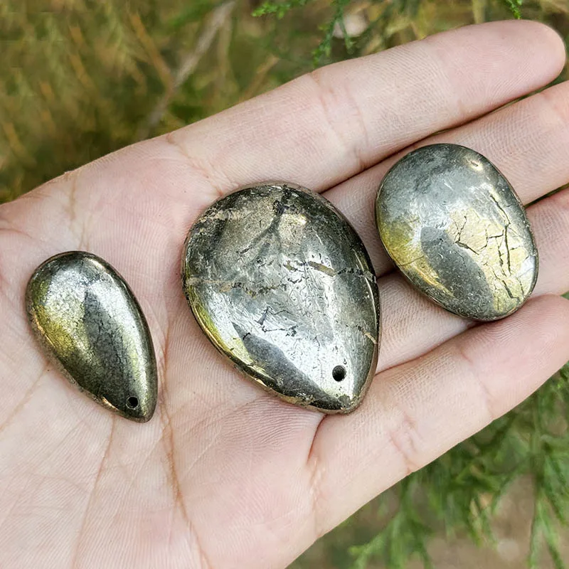 

Natural Pyrite Stone Beads Drop Shape Smooth DIY For Necklace Pandant Jewelry Making Accessories Beads 1 Pc
